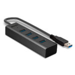 Lindy 4 Port USB 3.0 Hub USB 3.2 Gen 1 Type-A 5Gbps Black 0.3m Cable