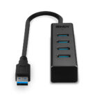 Lindy 4 Port USB 3.0 Hub USB 3.2 Gen 1 Type-A 5Gbps Black 0.3m Cable