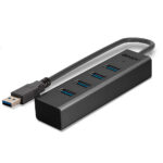 Lindy 4 Port USB 3.0 Hub USB 3.2 Gen 1 Type-A 5Gbps Black 0.3m Cable