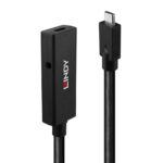 Lindy 5m USB 3.2 Gen 2 Active Extension Cable - USB-C Male to USB-C Female, 10Gbps, Black