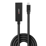 Lindy 5m USB 3.2 Gen 2 Active Extension Cable - USB-C Male to USB-C Female, 10Gbps, Black