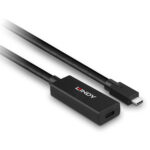Lindy 5m USB 3.2 Gen 2 Active Extension Cable - USB-C Male to USB-C Female, 10Gbps, Black
