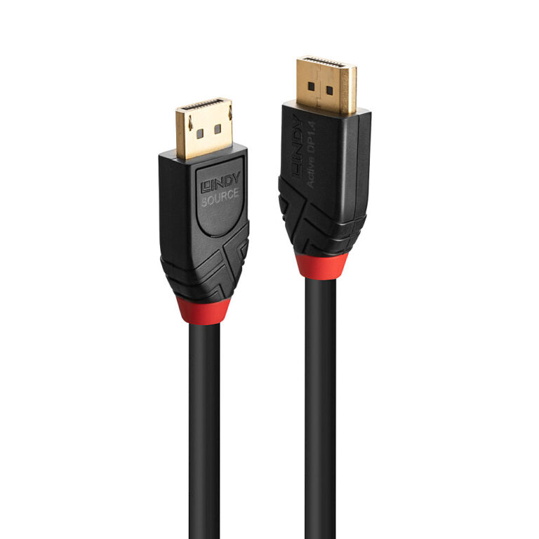 Lindy 7.5m Active DisplayPort 1.4 Cable, Male to Male, 8K 60Hz / 4K 144Hz, Black