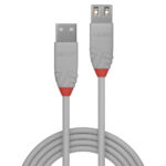 Lindy Anthra Line 1m USB 2.0 Type A Male to Type A Female Extension Cable, Grey