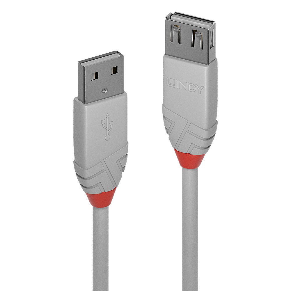 Lindy Anthra Line 1m USB 2.0 Type A Male to Type A Female Extension Cable, Grey Lindy Anthra Line 1m USB 2.0 Type A Male to Type A Female Extension Cable, Grey