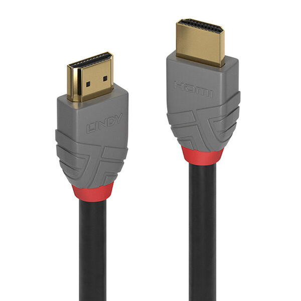 Lindy Anthra Line HDMI 2.0 Cable - 7.5m, Black/Grey, 4K 60Hz, Gold Plated, Male to Male