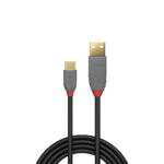 Lindy Anthra Line USB 2.0 Type A to C Cable 3m, Gold Plated, 480 Mbit/s, Black/Grey