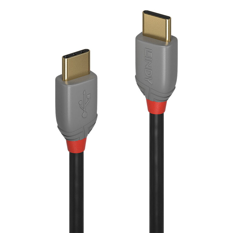 Lindy Anthra Line USB 2.0 USB-C to USB-C Cable 3m Black/Grey 480 Mbit/s Gold Plated