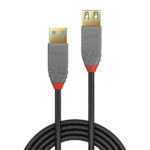 Lindy Anthra Line USB 3.2 Gen 1 Type A Male to A Female Extension Cable 1m Black