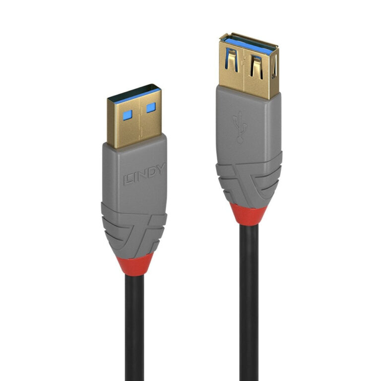 Lindy Anthra Line USB 3.2 Gen 1 Type A Male to A Female Extension Cable 1m Black