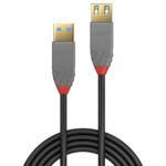 Lindy Anthra Line USB 3.2 Gen 1 Type A Male to Type A Female Extension Cable 3m Black