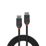 Lindy Black Line DisplayPort 1.2 Cable 1.5m, Male to Male, 4K 60Hz, Gold Plated, Black