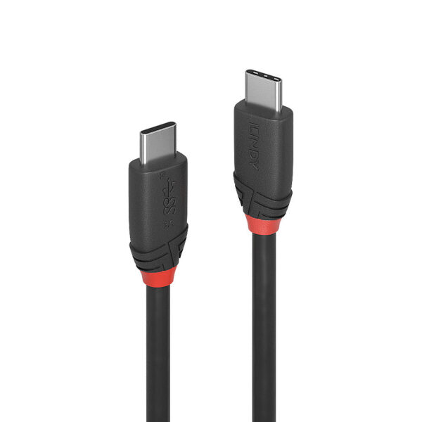 Lindy Black Line USB 3.2 Gen 1 Type C to C Cable, 1.5m, 10 Gbps, Black