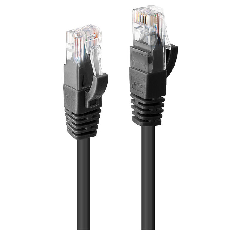 Lindy Cat6 U/UTP Network Cable 0.5m Black, RJ-45 to RJ-45, Gold Plated, Snagless