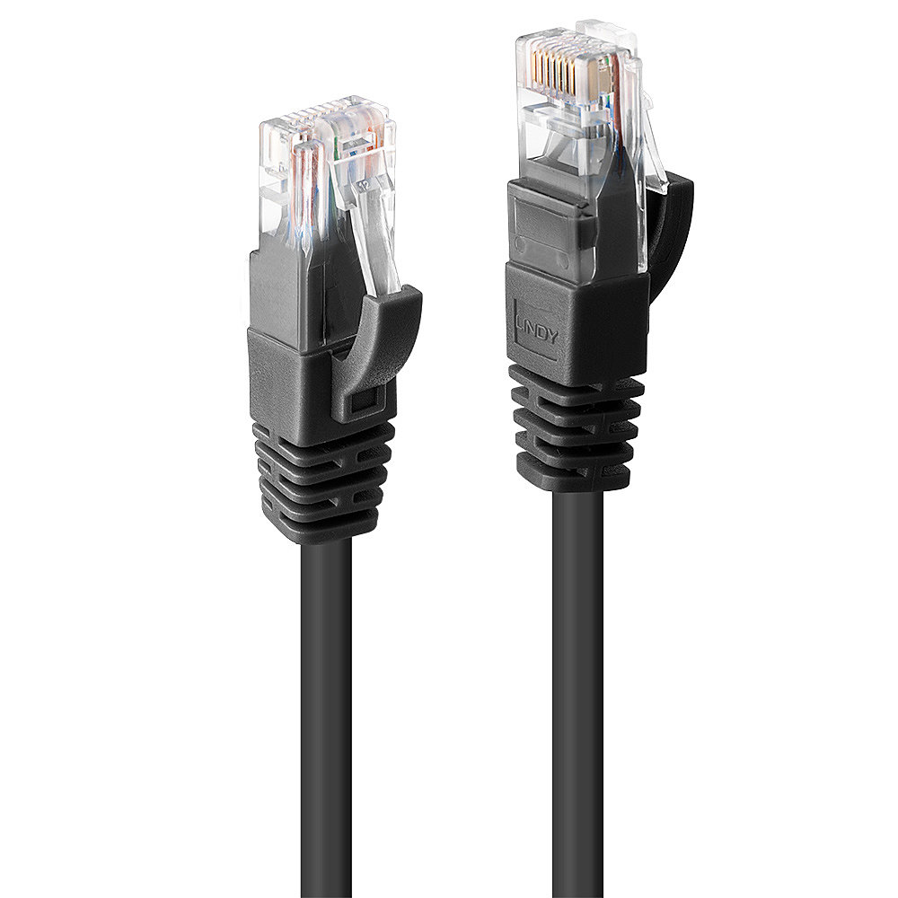 Lindy Cat6 U/UTP Network Cable 0.5m Black, RJ-45 to RJ-45, Gold Plated, Snagless Lindy Cat6 U/UTP Network Cable 0.5m Black, RJ-45 to RJ-45, Gold Plated, Snagless