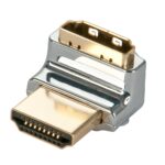 Lindy CROMO HDMI Male to HDMI Female 90 Degree Right Angle Up Adapter, Gold Plated, Silver