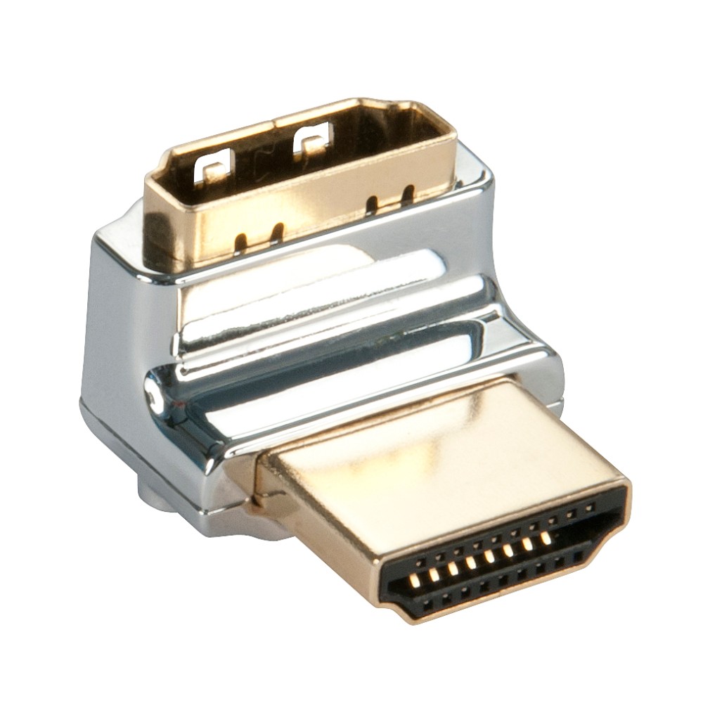 Lindy CROMO HDMI Male to HDMI Female 90 Degree Right Angle Up Adapter, Gold Plated, Silver Lindy CROMO HDMI Male to HDMI Female 90 Degree Right Angle Up Adapter, Gold Plated, Silver