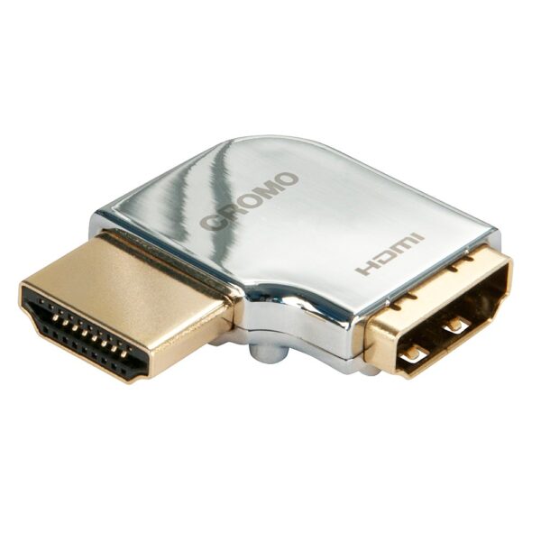 Lindy CROMO HDMI to HDMI 90 Degree Right Angle Adapter - Male to Female, Gold Plated, Silver