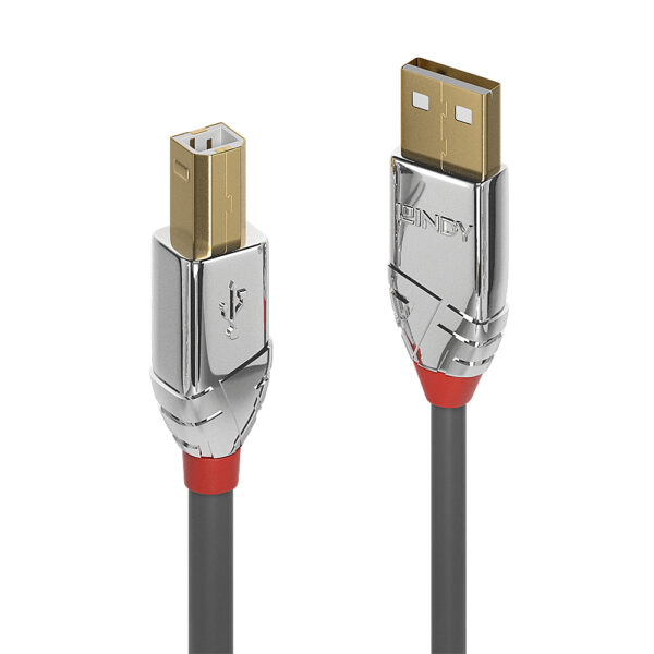 Lindy Cromo Line USB 2.0 A to B Cable 0.5m Grey, Gold Plated, 480 Mbit/s