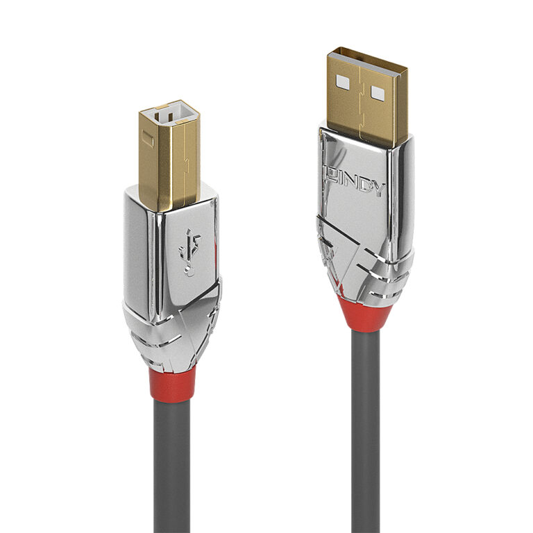 Lindy Cromo Line USB 2.0 A to B Cable 0.5m Grey, Gold Plated, 480 Mbit/s