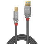 Lindy Cromo Line USB 3.2 Gen 1 Cable, 2m, USB A Male to USB B Male, 5Gbps, Grey