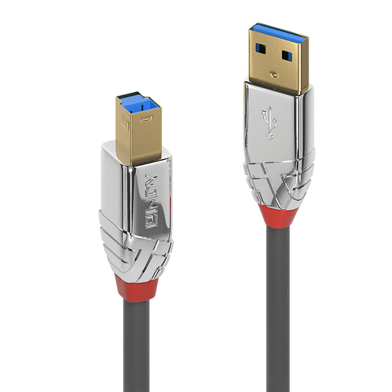 Lindy Cromo Line USB 3.2 Gen 1 Cable, 2m, USB A Male to USB B Male, 5Gbps, Grey