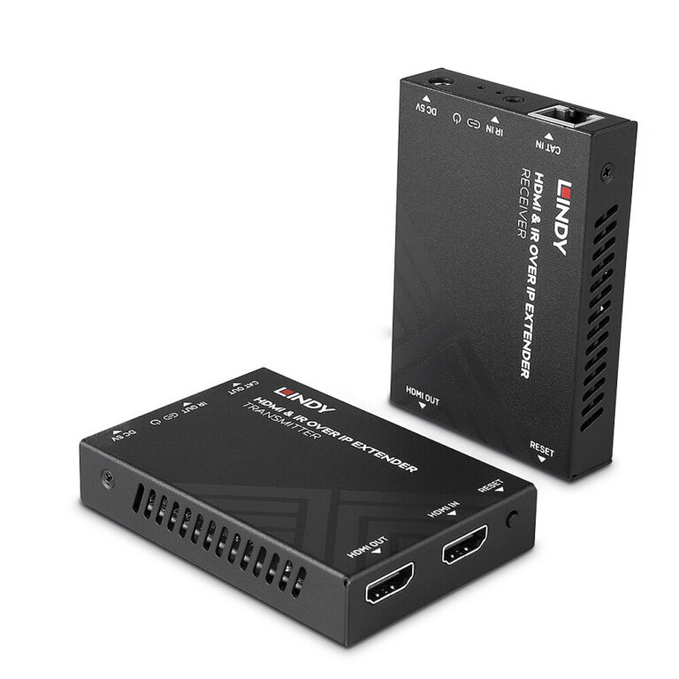 Lindy HDMI & IR over IP Extender H.265 1080p 60Hz 150m Cat5e/Cat6 Black