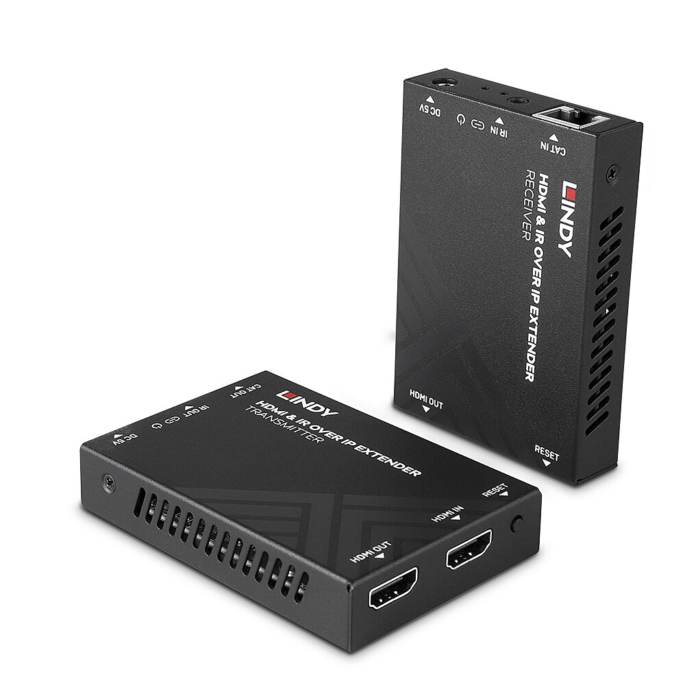 Lindy HDMI & IR over IP Extender H.265 1080p 60Hz 150m Cat5e/Cat6 Black Lindy HDMI & IR over IP Extender H.265 1080p 60Hz 150m Cat5e/Cat6 Black