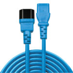 Lindy IEC C13 to C14 Extension Cable, 1m, Male to Female, Black/Blue