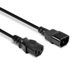 Lindy IEC Extension Cable 1m C14 Male to C13 Female Power Cable Black