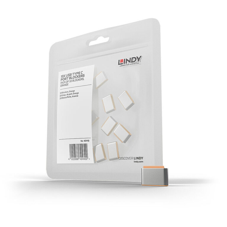 Lindy USB Type-C Port Blocker Without Key - Pack of 10, Orange