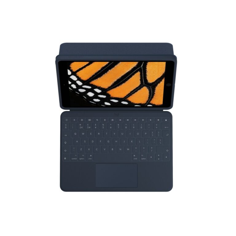 Logitech Rugged Combo 3 Touch iPad Keyboard Case, QWERTY UK English, Trackpad, Dark Blue