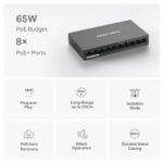 Mercusys MS110P 10-Port Fast Ethernet Switch with 8 PoE+ Ports, 65W Budget, Wall Mountable, Black