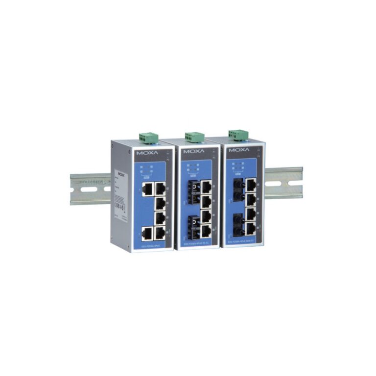 Moxa EDS-P206A-4PoE-M-ST Unmanaged 5-Port Fast Ethernet PoE Switch, Multi-Mode ST Fibre, Grey