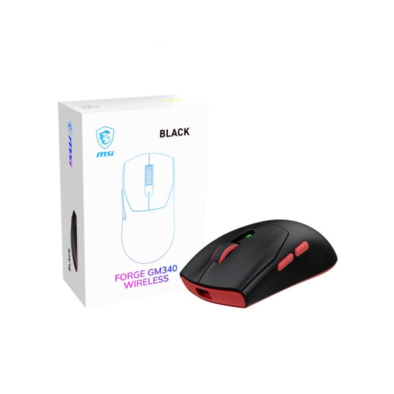 MSI Forge GM340 Wireless Gaming Mouse Ambidextrous Optical 12000 DPI Black