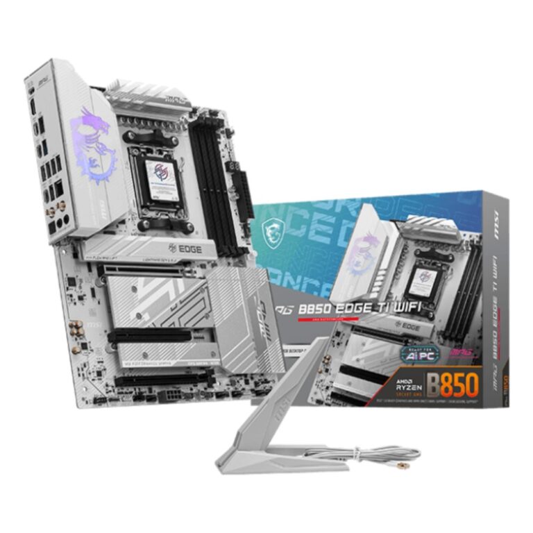 MSI MPG B850 EDGE TI WIFI ATX Motherboard for AMD Socket AM5, B850, DDR5, Wi-Fi 7 - White
