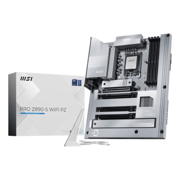 MSI PRO Z890-S WIFI PZ ATX Motherboard, Intel LGA 1851, Z890 Chipset, DDR5, Wi-Fi 7, Silver/White