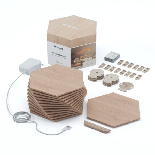 Nanoleaf Elements Hexagon Starter Kit Wood Smart LED Light Panels 13 pieces