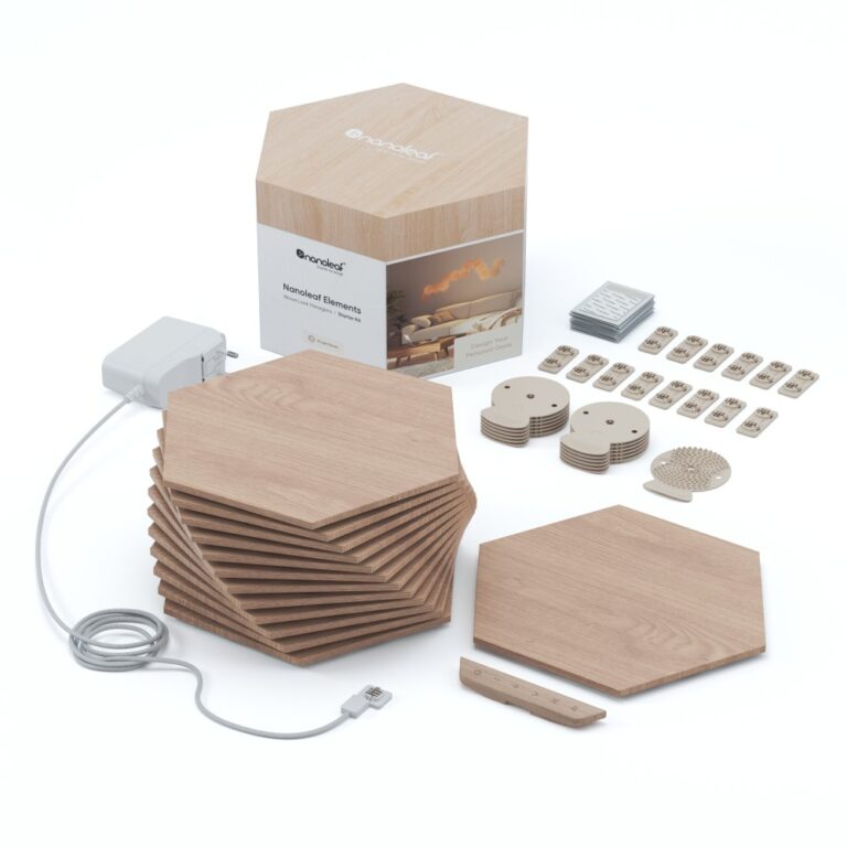 Nanoleaf Elements Hexagon Starter Kit Wood Smart LED Light Panels 13 pieces