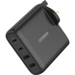OtterBox 100W GaN Wall Charger for 4 Devices - 2x USB-C, 2x USB-A, USB-PD, UK Plug, Black