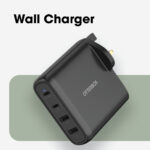 OtterBox 100W GaN Wall Charger for 4 Devices - 2x USB-C, 2x USB-A, USB-PD, UK Plug, Black