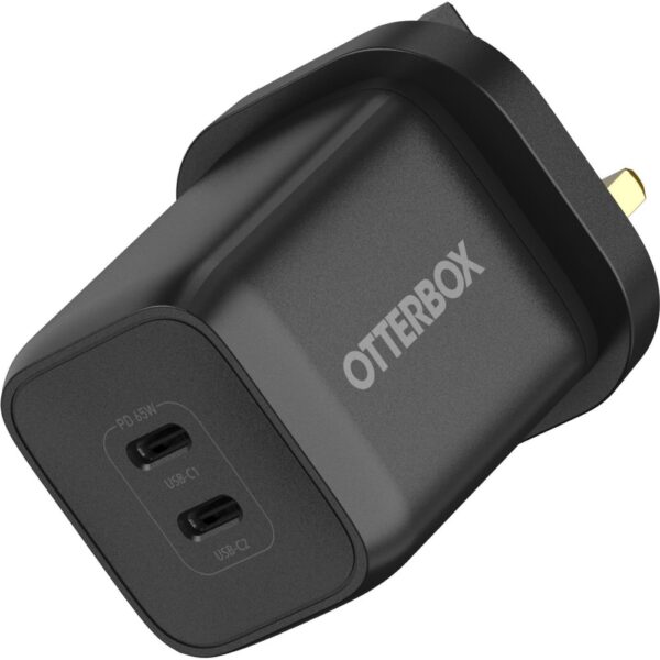 OtterBox 65W Dual Port USB-C GaN Wall Charger - 1x 45W & 1x 20W USB-PD PPS - Black