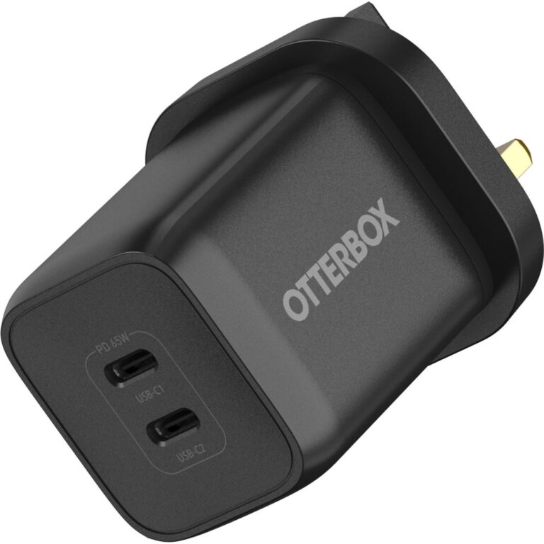 OtterBox 65W Dual Port USB-C GaN Wall Charger - 1x 45W & 1x 20W USB-PD PPS - Black