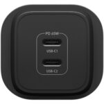 OtterBox 65W Dual Port USB-C GaN Wall Charger - 1x 45W & 1x 20W USB-PD PPS - Black