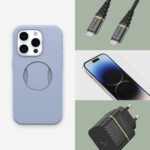 OtterBox OtterGrip Symmetry Series Cover for iPhone 15 Pro, MagSafe Compatible, Blue