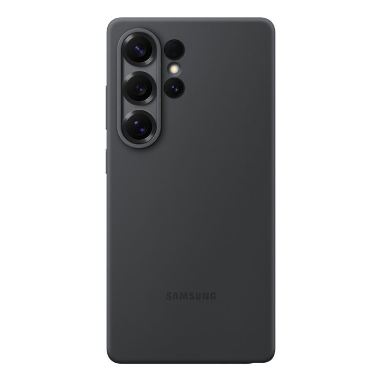 Samsung Galaxy S25 Ultra Silicone Cover Black Phone Case with Card Pocket, Drop & Scratch Resistant