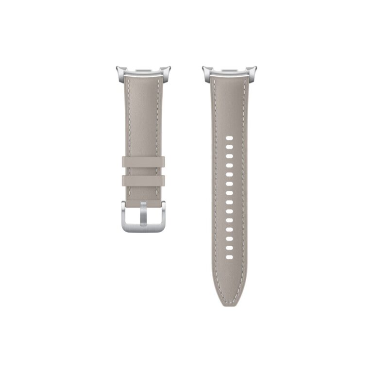 Samsung Hybrid Band for Galaxy Watch8 / Watch8 Classic, Faux Leather, Taupe, Silver Buckle, S/M & M/L
