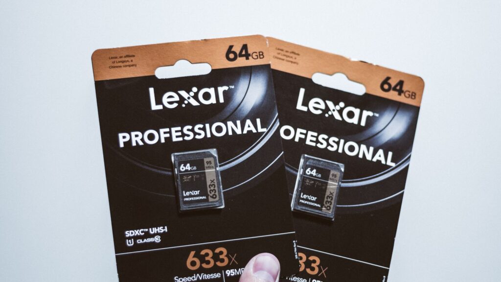 Two Lexar Professional SD cards showing UHS-I and V30 speed class badges
