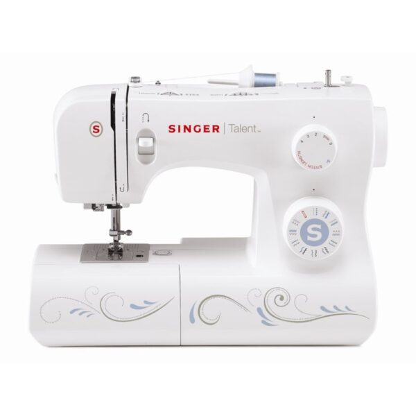 SINGER Talent 3323 Sewing Machine White with 23 Built-In Stitches, 4 Step Buttonhole, 30 Programs