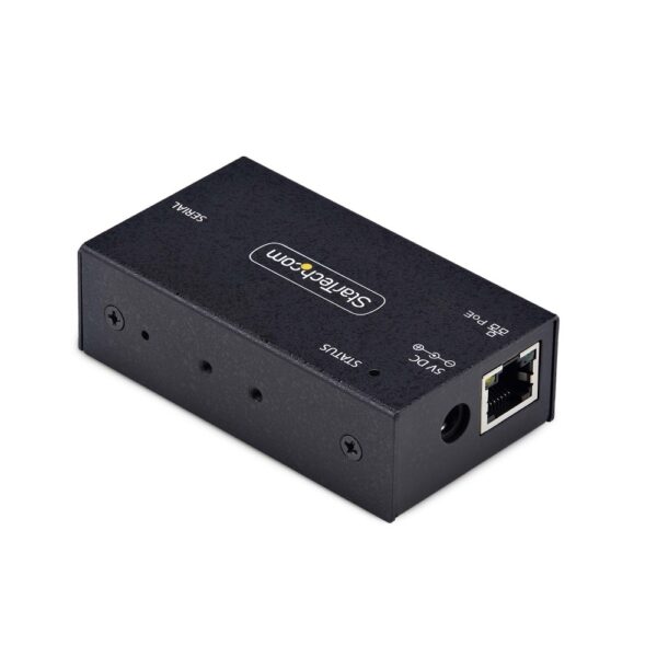 StarTech.com 1-Port Serial to Ethernet Adapter, RS232 DB9 to RJ45, PoE, Wall/DIN Rail Mount, TAA